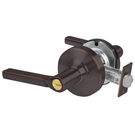 SCHLAGE Grade 2 Privacy Cylindrical Lock with Field Selectable Vandlgard, Latitude Lever, Non-Keyed, Aged Br ALX40 LAT 643E